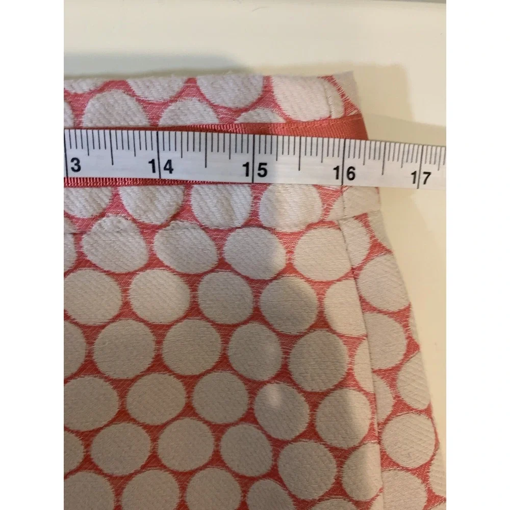 Boden Skirt Womens 10 Ivory Pink Pencil Polka Dot Woven Stretch Career‎ Church